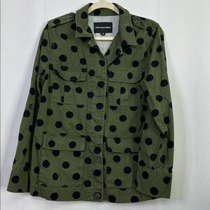 Who What Wear Utility Army Green Polka Dot Rolled Tab Sleeve Jacket
